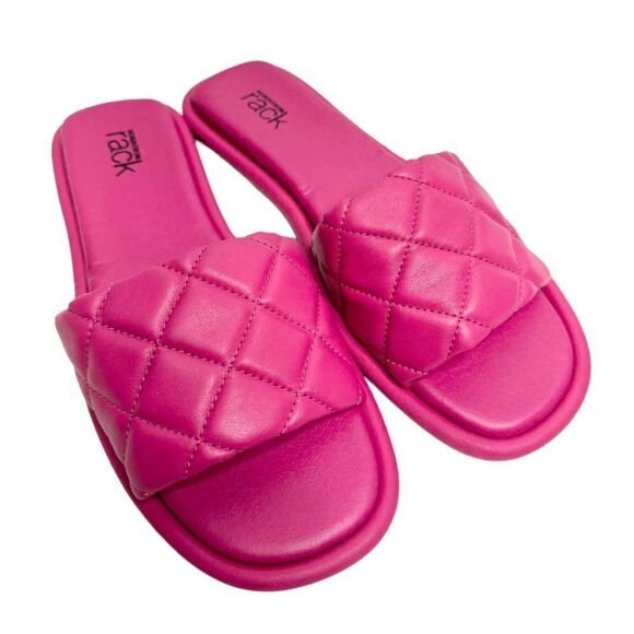Nordstrom‎ Rack Sandals Womens Size 6 Quilted Pink Slides - Picture 1 of 9